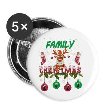 Noël en famille - Lot de 5 petits badges (25 mm) - blanc - Devant