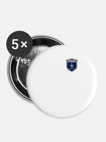 Kansas - Buttons klein 25 mm (5er Pack) - Weiß