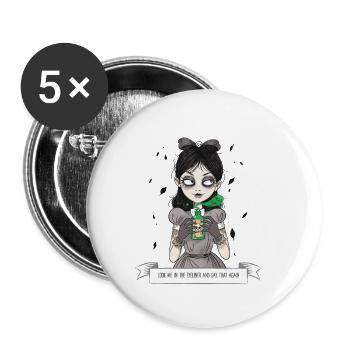 Lolita gothique regarde-moi dans l’eye-liner et dis - Lot de 5 petits badges (25 mm) - blanc - Devant