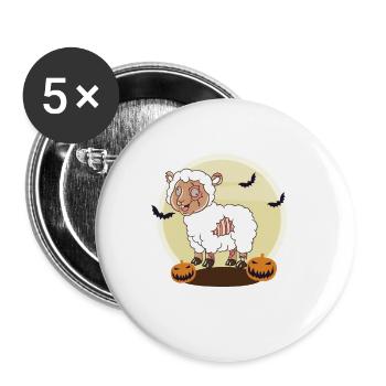 Halloween Zombie Schaf Halloween - Buttons klein 25 mm (5er Pack) - Weiß - Vorne