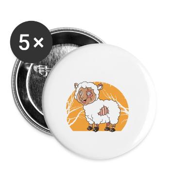 Halloween Zombie Tiere Halloween Schaf - Buttons klein 25 mm (5er Pack) - Weiß - Vorne