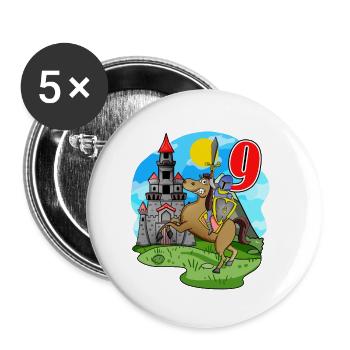 Ritter 9. Geburtstag 9 Jahre Junge Geschenk - Buttons klein 25 mm (5er Pack) - Weiß - Vorne