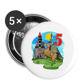 Ritter 5. Geburtstag 5 Jahre Junge Geschenk - Buttons klein 25 mm (5er Pack) - Weiß - Vorne