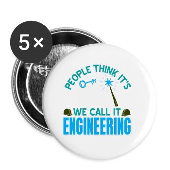 People Think It's Magic We Call It Engineering - Buttons small 1''/25 mm (5-pack) - white - Front