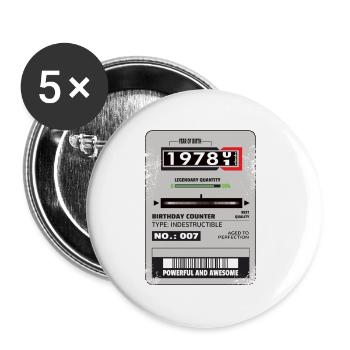 Drehstromzähler Geburtstag 1978 Geschenk - Buttons klein 25 mm (5er Pack) - Weiß - Vorne