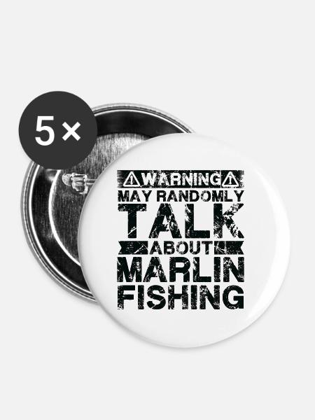 Angeln - Marlin Fisch - Buttons klein 25 mm (5er Pack) - Weiß