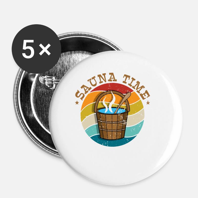 Sauna - Buttons klein 25 mm (5er Pack) - Weiß