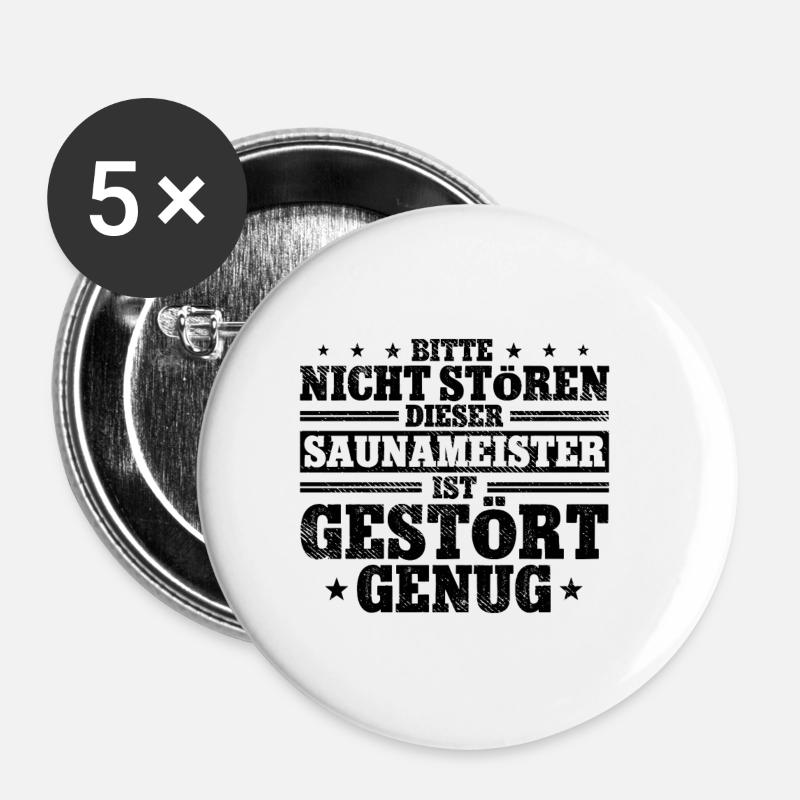 Sauna - Buttons klein 25 mm (5er Pack) - Weiß
