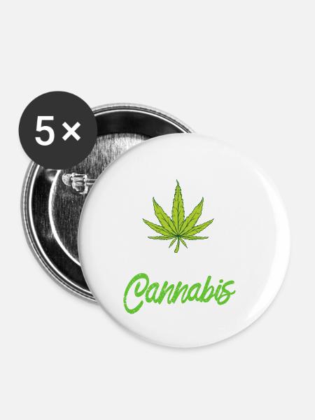 Cannabis mädchen - Buttons klein 25 mm (5er Pack) - Weiß