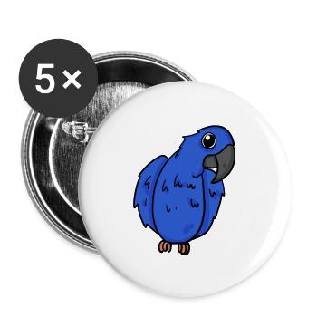 Hyazinth-Ara Papagei Vogel - Buttons klein 25 mm (5er Pack) - Weiß - Vorne