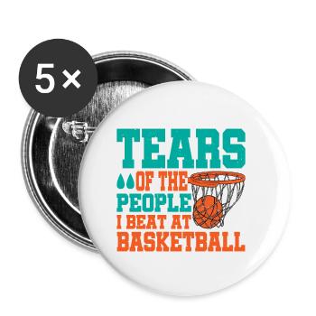 Les larmes des gens que j’ai battus au basketball - Lot de 5 petits badges (25 mm) - blanc - Devant