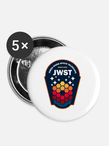 JWST Retro Design - Buttons klein 25 mm (5er Pack) - Weiß