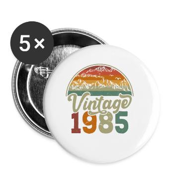 Jahrgang 1985 - Buttons klein 25 mm (5er Pack) - Weiß - Vorne