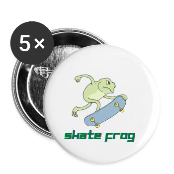 Grenouille de skate - Lot de 5 petits badges (25 mm) - blanc - Devant