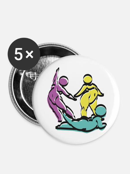 Rubens Mädchen - Buttons klein 25 mm (5er Pack) - Weiß
