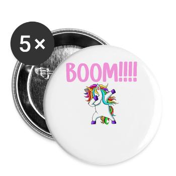 Dabbing birthday unicorn for kid 8 years old girl - Lot de 5 petits badges (25 mm) - blanc - Devant