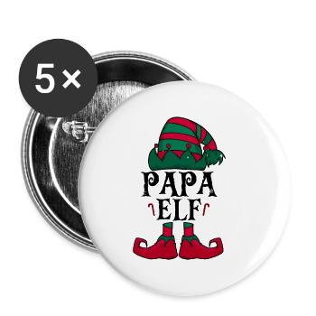 Papa Elf Weihnachten - Buttons klein 25 mm (5er Pack) - Weiß - Vorne