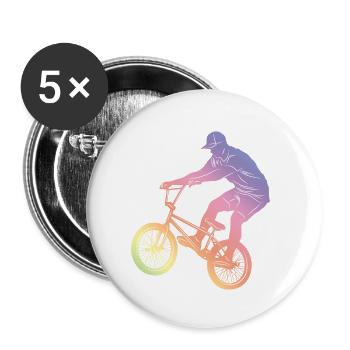Motocross Silhouette - Lot de 5 petits badges (25 mm) - blanc - Devant