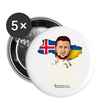 Iceland Stand with Ukraine - Buttons small 1''/25 mm (5-pack) - white - Front