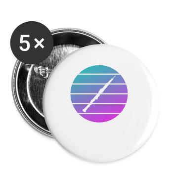 Retro Vintage Classic Oboe Player Instrument - Buttons small 1''/25 mm (5-pack) - white - Front