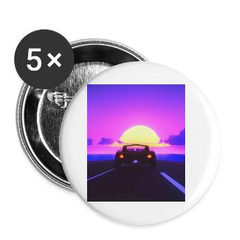 Vaporwave Aesthetic Sports Car Beach - Lot de 5 petits badges (25 mm) - blanc - Devant