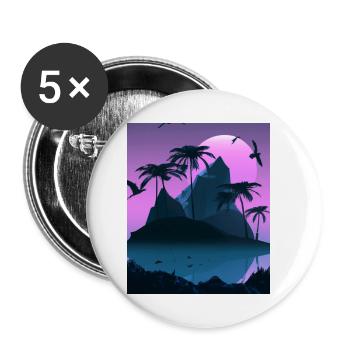 Vaporwave Aesthetic Palmiers de l’île tropicale - Lot de 5 petits badges (25 mm) - blanc - Devant