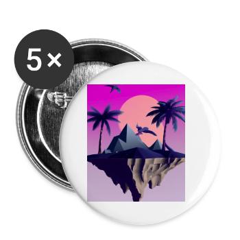 Vaporwave Esthétique Île Volante - Lot de 5 petits badges (25 mm) - blanc - Devant