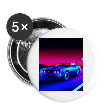 Vaporwave Esthétique Vintage Highway - Lot de 5 petits badges (25 mm) - blanc - Devant
