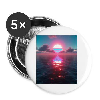 Vaporwave Esthétique Sunset Sea - Lot de 5 petits badges (25 mm) - blanc - Devant