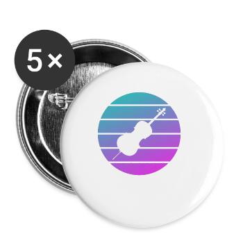 Joueur de violoncelle classique vintage rétro - Lot de 5 petits badges (25 mm) - blanc - Devant