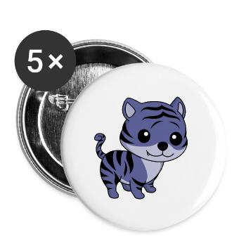 Tiger Comic Animal - Buttons small 1''/25 mm (5-pack) - white - Front