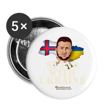 Faroe Islands Stand with Ukraine - Buttons small 1''/25 mm (5-pack) - white - Front