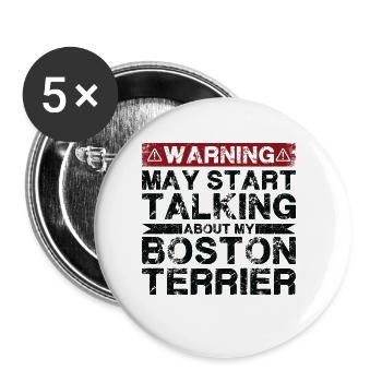 En parlant des Boston Terriers - Lot de 5 petits badges (25 mm) - blanc - Devant