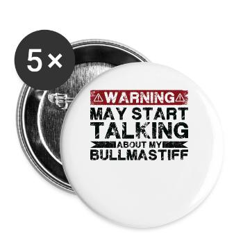 Speaking of Bullmastiff - Buttons small 1''/25 mm (5-pack) - white - Front