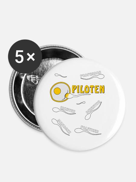 PILOTEN - Buttons klein 25 mm (5er Pack) - Weiß