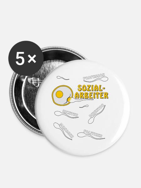 SOZIALARBEITER - Buttons klein 25 mm (5er Pack) - Weiß