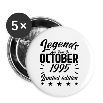 LEGENDS ARE BORN IN OCTOBER 1995 anniversary gift. - Buttons small 1''/25 mm (5-pack) - white - Front