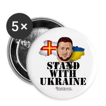 Ukraine Supporters Merch Island Guernesey - Lot de 5 petits badges (25 mm) - blanc - Devant