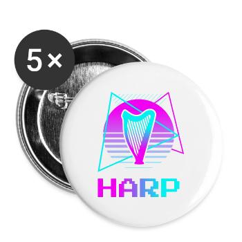 Retro Vintage Classic Harp Instrument Guita - Buttons small 1''/25 mm (5-pack) - white - Front