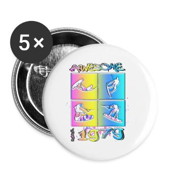 Awesome since 1979. Wakeboard Lifestyle - Buttons klein 25 mm (5er Pack) - Weiß - Vorne