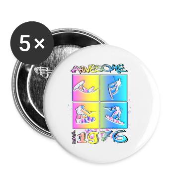 Awesome since 1976. Wakeboard Lifestyle - Buttons klein 25 mm (5er Pack) - Weiß - Vorne