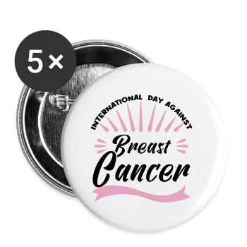 Breast cancer Pink October. - Buttons small 1''/25 mm (5-pack) - white - Front