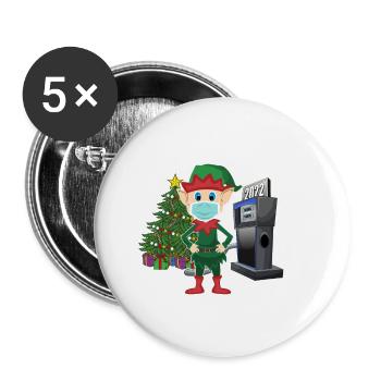 Elf with Mask Expensive Gas What the Elf - Buttons small 1''/25 mm (5-pack) - white - Front