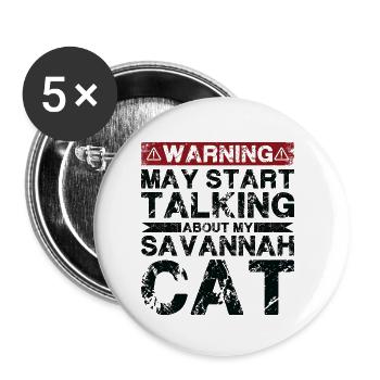 Talk about Savannah Cat - Buttons small 1''/25 mm (5-pack) - white - Front