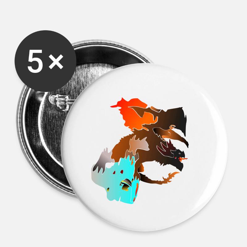 Dragon - Buttons klein 25 mm (5er Pack) - Weiß