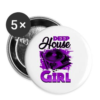 Deep House Fille - Lot de 5 petits badges (25 mm) - blanc - Devant