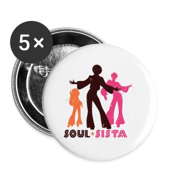 | de vêtements Funk Costume vintage des années 70 pour la musique soul - Lot de 5 petits badges (25 mm) - blanc - Devant