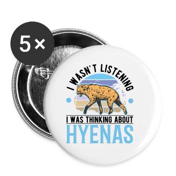 Hyena Gift Earth Wolf Hyena - Buttons small 1''/25 mm (5-pack) - white - Front