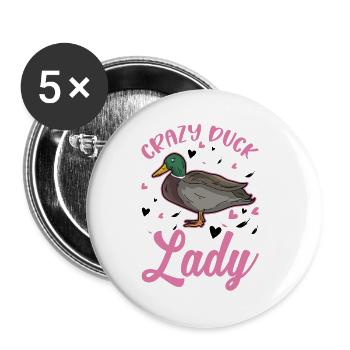 Crazy Duck lady éleveur de canards - Lot de 5 petits badges (25 mm) - blanc - Devant