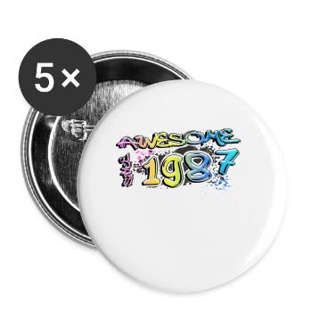 Awesome since 1987 Graffiti Motiv - Buttons klein 25 mm (5er Pack) - Weiß - Vorne